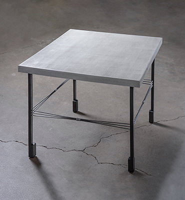 Black Patina Metal Base Table w/ Plastered Top